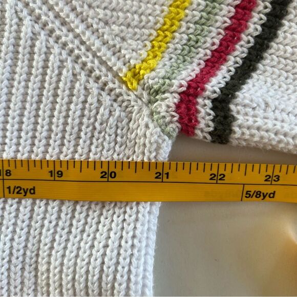 Court & Rowe Cotton Knit Crewneck Sweater Womens XL‎ White with Rainbow Stripes - Picture 8 of 9